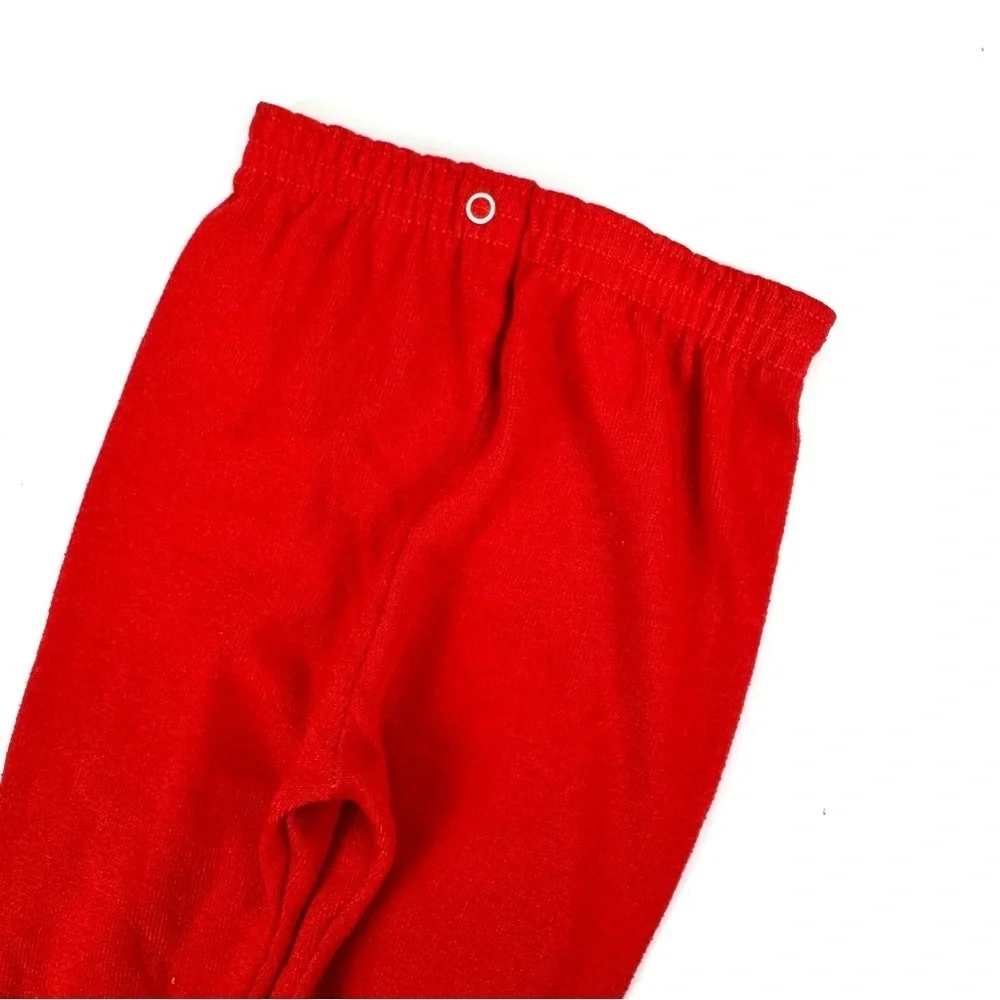 Vintage 80s Carters Baby Footsie Pants Sz 12 Months Red Casual Snap On Pull On